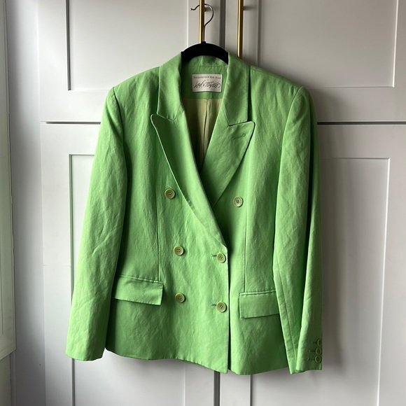 Lord & Taylor Linen Green Blazer - Picture 1 of 5